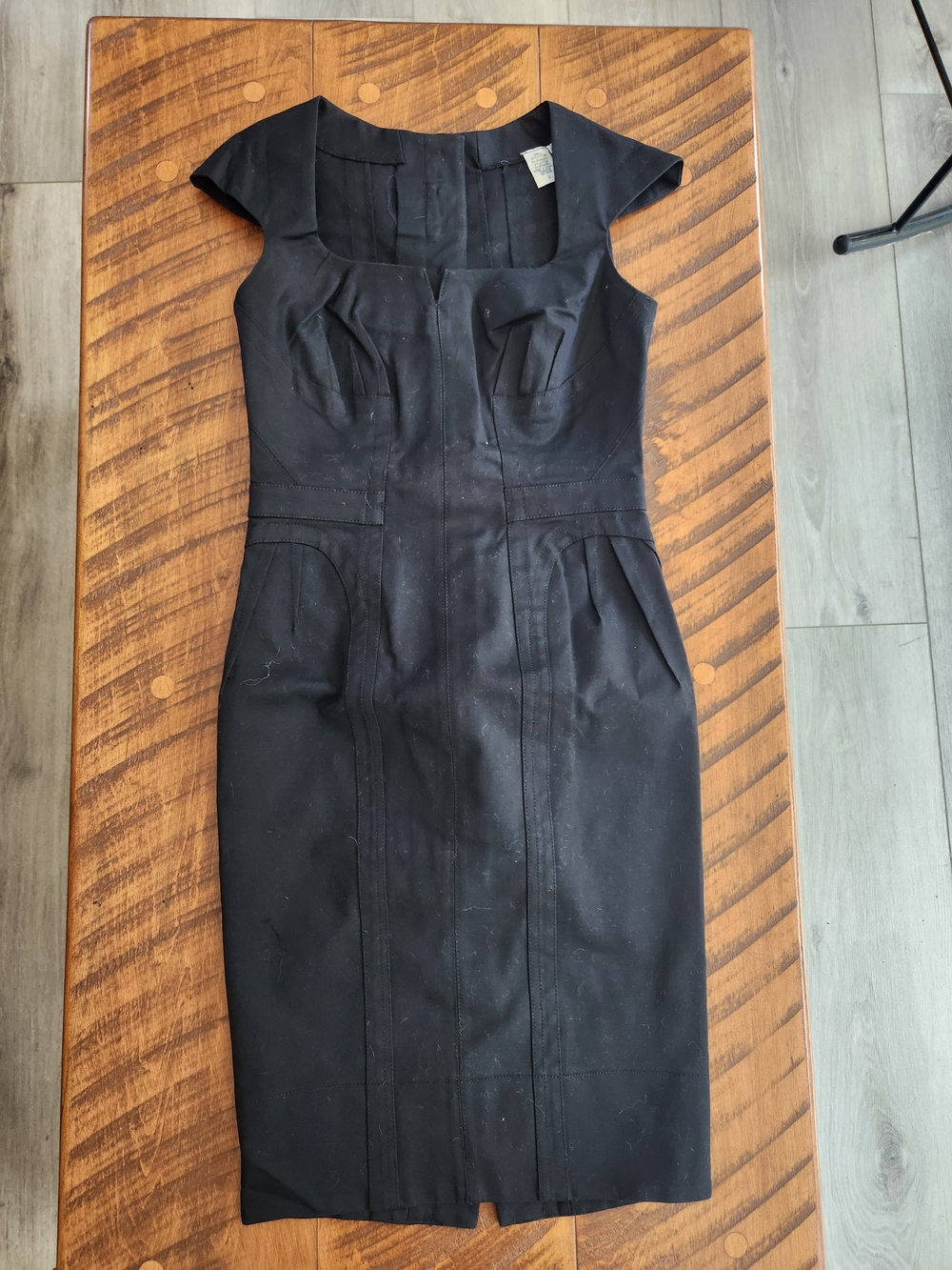 Byron Lars Black Cap-Sleeve Midi Sheath Dress Anthropologie